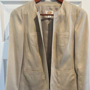 Chic Beige Faux Suede Jacket - Size 4